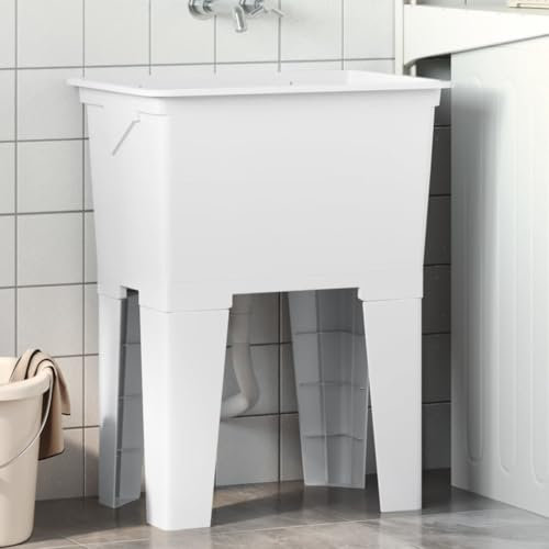 Home & Garden-Lavandería Tina Blanca 59x41x75 cm Resin-Furniture Choice