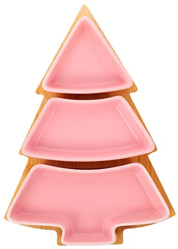 TOPBATHY Keramik Snack-tablett Weihnachtsbaum Mit Bambusplatte Multifunktional Als Trockenfrüchte Nussteller Rutschfestes Haushalts-serviertablett Geeignet Für Party Und Alltag