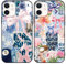 Phoona 2 Pack Cute Bow Case for iPhone 12 / iPhone 12 Pro 6.1, European Collage Preppy Summer Girly Design Pattern for Girls Women, Slim Soft Silicone Shockproof Bumper Protector Cover, Blue 01