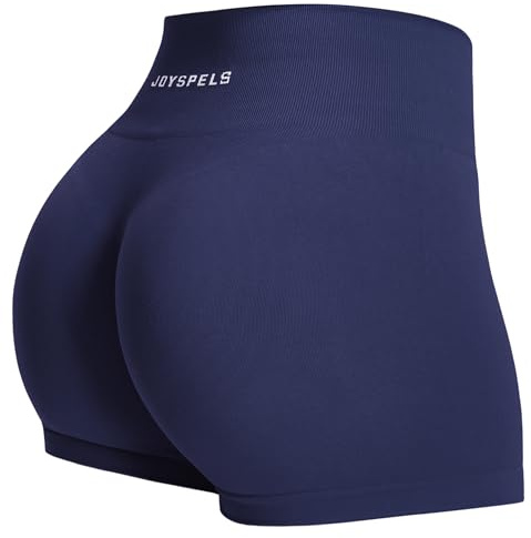 JOYSPELS Seamless Gym Shorts for Women High Waist Booty Running Cycling Yoga Sports Workout Womens Activewear Shorts UK Navy Blue S