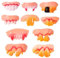 BOBOZHONG 10 Stück Falsche Zähne Set - Lustige Verrückte Künstliche Zähne für Halloween, Cosplay，Hässliche Vampirzähne,10 Unterschiedliche Komische Gebiss Designs für Erwachsene & Kinder