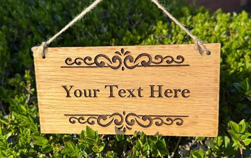 Personalised Wooden Door Sign, Custom Garden Signs, Wall Plaques for Home, Room or Front Door, Outdoor Indoor Hanging Name Sign, Custom Gift for Christmas, Home Decor (Design 1)