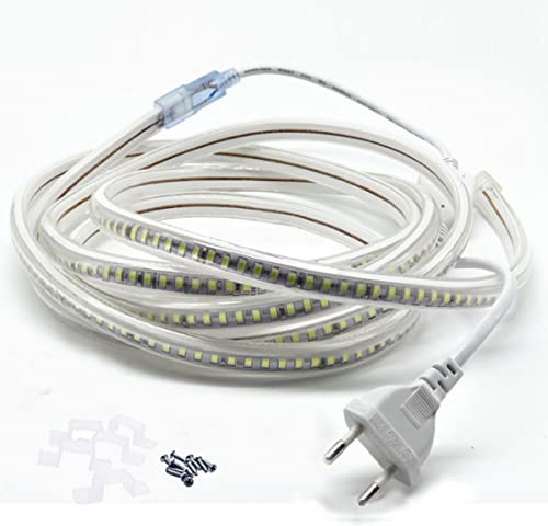 FOLGEMIR 3 Meter Warmweiß LED Band, 2835 SMD 144 Leds/m Lichtleiste, 220V 230V LED Strip, sehr helle Beleuchtung - ca. 900 LM pro Meter, IP65 wasserdicht
