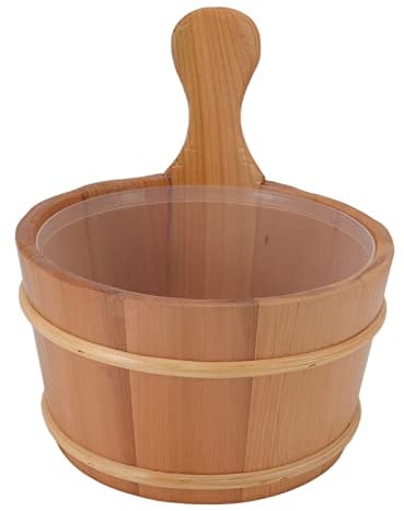 RASTKY Leckage Proof Sauna Eimer und Kelle Set - Sauna -Holzfass mit Plastikliner für Spa Schwimmbad 4L Zedernholzzubehör