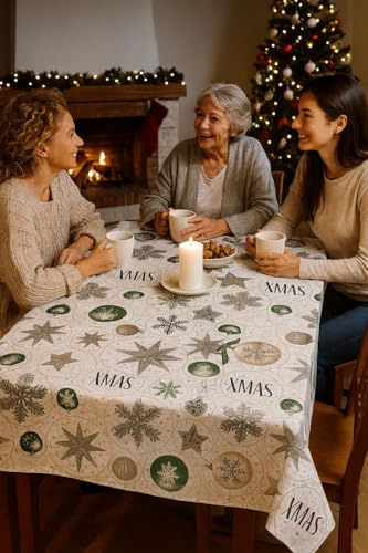 texpot Weihnachtsdecke 140 x 340 cm Xmas Weihnachten abwaschbar Wachstuch Tischdecke