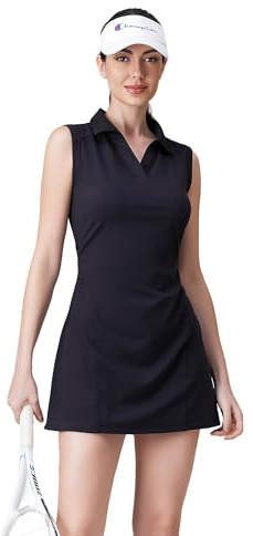 Dmwhsy Tennis Dress for Women Polo Golf Dresses with Shorts Athletic Sport Outfit with Pockets for Workout