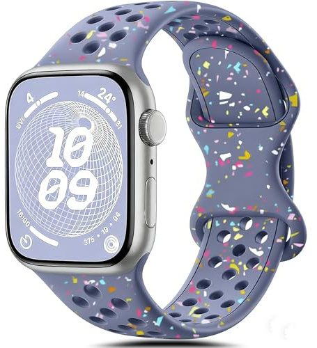 Silicona Correa Compatibles con Apple Watch 40mm 38mm 41mm 42mm, Correa Transpirable de Silicona para iWatch Series 11 10 9 8 7 6 5 4 3 2 1 SE para Mujeres y Hombres