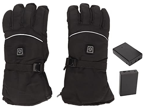 Fyearfly Gants chauffants électriques Gants chauffants thermiques coupe-vent avec 3 vitesses de température Chauffage double face pour les sports d'hiver en plein air Mélange de coton
