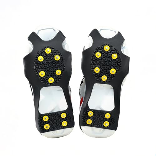 Spikes für Winterschuhe Universal Steigeisen 10 Zähne -Anti-Rutsch Schuhspikes für Winter, überziehbare Stretch-Ice-Grips für Schuhe & Stiefel ideal für Schnee, Spazieren & Wandern Unisex
