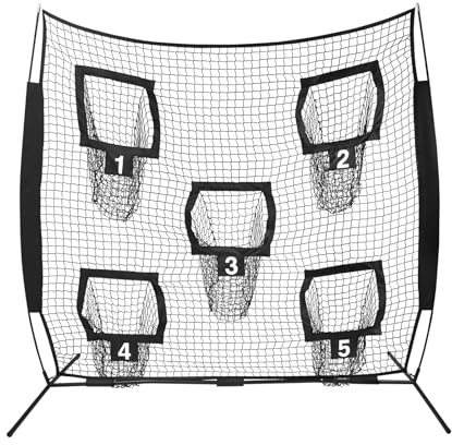 TONFEION Rugby Wurfnetz 2.13x2.13m, Quarterback Trainingsnetz mit 5 Zieltaschen, Trainingsnetz für Wurfgenauigkeit, Quadrat Netz für Außen- und Innenbereiche