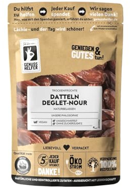 Bremer Gewürzhandel Datteln Deglet Nour, getrocknet, entsteint, ungezuckert & unbehandelt, zum Naschen, Backen, Kochen oder für Müsli, 200g