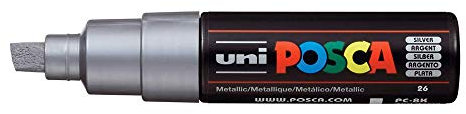 Uni Posca Marker PC-8K Paint Glass Pen Broad Chisel Tip 8.00mm Silver