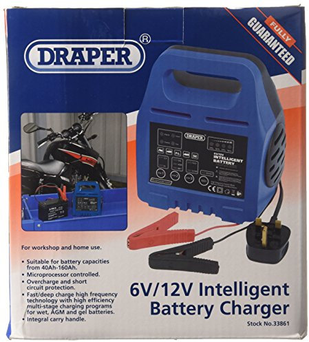 Draper 33861 Intelligent Battery Charger, 6/12V , Blue