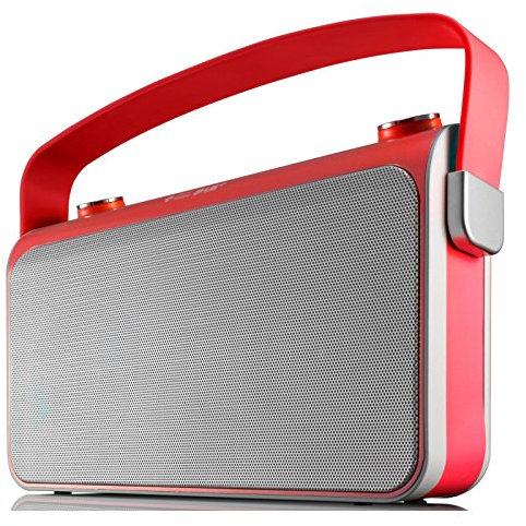Lenco Lucille Retro Radio mit Bluetooth (5Watt RMS, UKW und DAB+, NFC Pairing, USB-Lader) rot