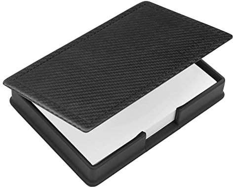 Läufer 34056 Concerto Zettelbox aus Leder, Echt Leder, schwarz, carbon, Ziernaht schwarz, Handgefertigt aus Echtleder in Deutschland, Zettelkasten aus Leder