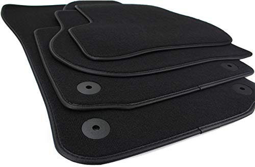 kfz-premiumteile24 Fußmatten Velours Kompatibel mit Golf 5 1K Golf 6 5K Jetta Scirocco Automatten Stoffmatten Premium Qualität Schwarz Druckknopf Rund