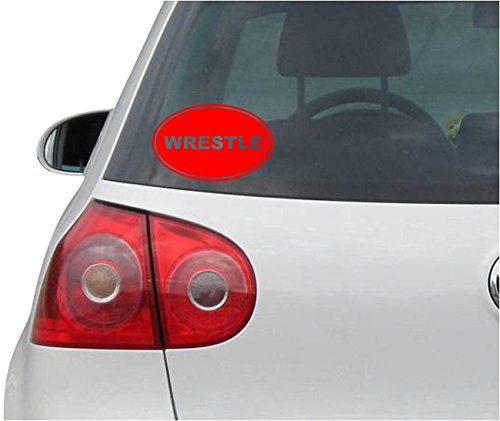 INDIGOS UG Aufkleber - Autoaufkleber - JDM - Die Cut - Wrestle Euro OVAL - WWE WWF UFC - Vinyl - Folie Auto Decal Sticker - rot - 139mmx86mm