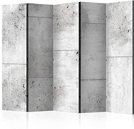 decomonkey Paravent Raumteiler Innen Beton 225x172 cm 5 Teilig Beidseitig Room Divider Wall Raumteiler Stehend Trennwand Sichtschutz Spanische Wand Sichtschutzwand Wohnzimmer Holz Mauer