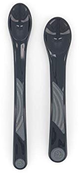 Twistshake Cuillères d’Alimentation Bébé 4m+ – Set Sevrage Sans BPA – Ustensiles d’Apprentissage Enfant – Accessoire Repas Ergonomique, Paquet de 2 – Noir