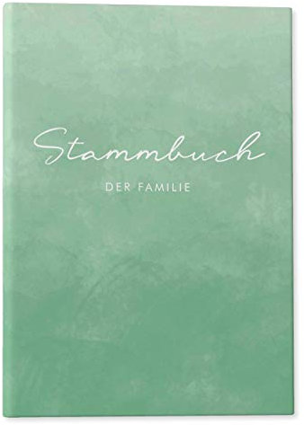 DeinWeddingshop Stammbuch der Familie - Familienstammbuch Hochzeit Standesamt - Watercolor Serie - Hardcover 16x21cm … (grün)