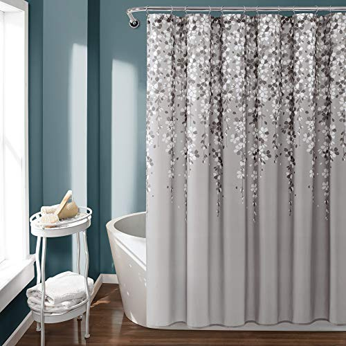 Lush Decor Weeping Flower Shower Curtain, 72 x72, Gray