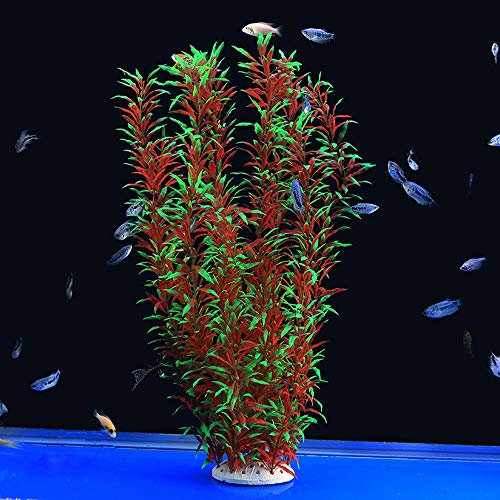 ALEGI Grandes Plantes d'aquarium artificielles en Plastique - Décoration sans Danger pour Tous Les Poissons - 53,3 cm de Haut - Rouge et Vert