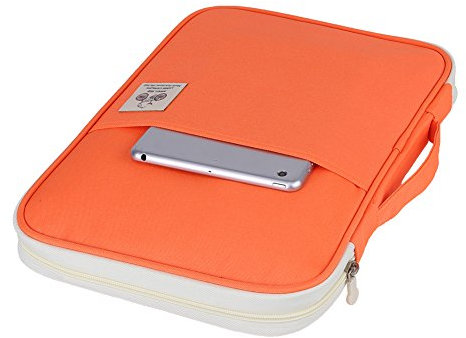Sac à documents multifonctionnel A4 étanche avec fermeture éclair pour smartphone, ordinateur portable, stylos, documents, 35 x 25 x 3,5 cm, orange., 35 x 25 x 3,5 cm
