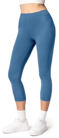 Ladeheid Leggins 3/4 Mallas Deportivas Mujer Leggings para Deporte Leggins Capri Leggings Pirata de Verano para Mujeres LA40-132 (Jeans, XS)