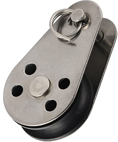 OPIOL QUALITY® Block Miniblock mit Kunststoffrolle 25 mm aus Edelstahl A2 V2A und Nylon (2 Stück) Austauschbaren Bolzen Mini-Block Rollen Umlenkrolle Edelstahlblock Riemenscheibe Seile Yacht Boot