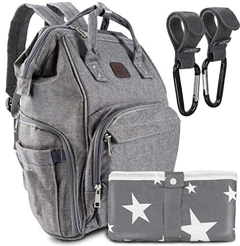 all Kids United® Wickeltasche Baby Wickelrucksack Komplett Set mit Multifunktions-Babytaschen und Kinderwagengurte und mobiler Wickelauflage