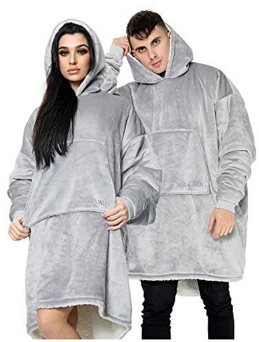 Hug Snug Oversized Hoodie Women, Sherpa Fleece Snuddies Women Grey Blanket Hoodie Mens, Wearable Blanket Women's Hoodies Adults Snuddie Udie