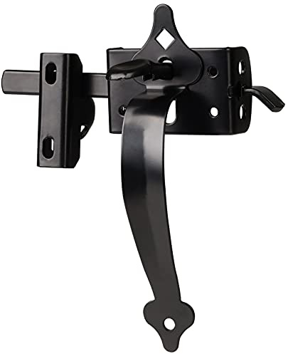 Torriegel, Daumenriegel, Hardware, Torriegel für Holzzaun, strapazierfähig, selbstsichernde Riegel mit 20,3 cm Griff, Tor-Set für Holzzaun und Schaukel, Außentor, Stahl, schwarzes Finish