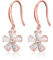 925 Silber Ohrringe mit Funkelndem Edelstein-Katzenauge Hängend, Blumen Ohrhänger für Damen, Frauen, Mädchen Sterling Silber Blüten (Rosegold)