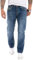 Rock Creek Herren Jeans Hose Comfort Fit Dicke Nähte Jeans Herrenjeans Herrenhose Denim Stonewashed Basic Weites Bein Raw RC-2270 Dunkelblau W40 L30