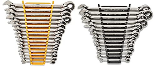 GearWrench 30 Piece 12 Point Ratcheting Combination SAE/Metric (1/4-1 in., 8-24 mm) Wrench Set with Wrench Racks - 86702