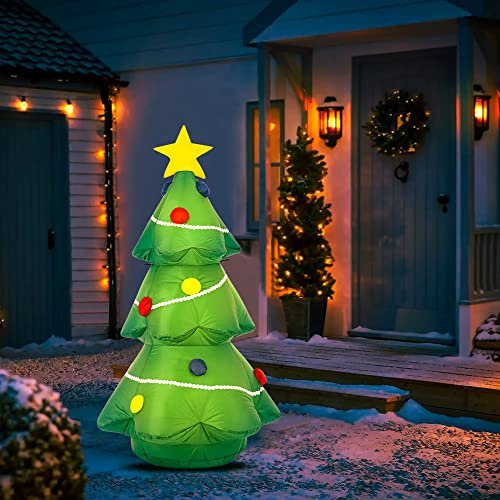 Celebright Inflatable Christmas Tree - Outdoor/Indoor Bright LED Light Up Porch Decoration - Built in Air Compressor - Pegs Included for Garden Use 120cm (4ft)