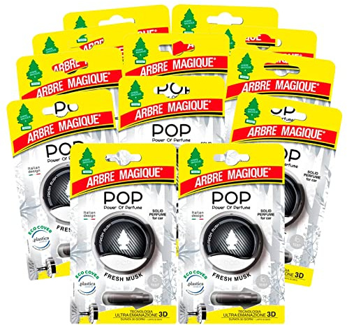 Arbre Magique POP, parfum auto solide, frais et doux, durée 30 jours, design italien, lot de 12 pièces