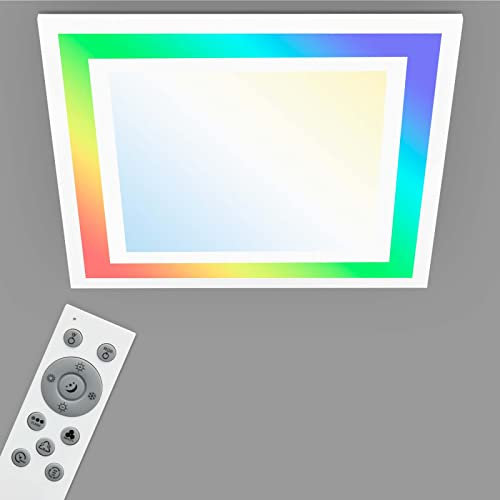 TELEFUNKEN - LED Panel, LED Deckenleuchte, Deckenlampe dimmbar, inkl. Fernbedienung, RGB Funktion, 24 Watt, 2400lm, Timerfunktion, 445x445x63mm (LxBxH), 318806TF, Weiß