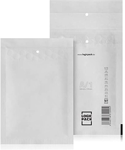 A1 200 St. Luftpolstertaschen Luftpolsterversandtaschen LOGIC PACK A/1 Weiß 120×175 Luftpolsterumschläge