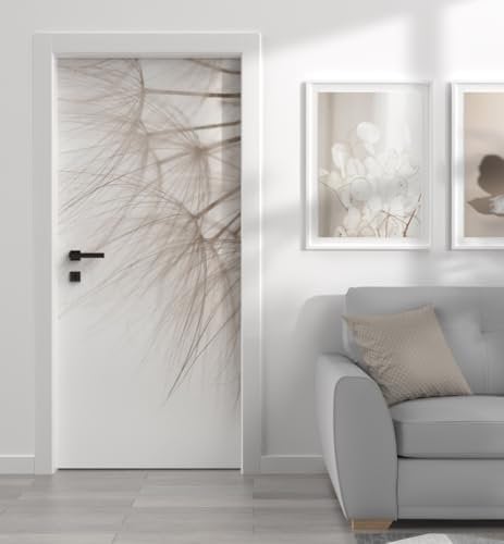 MyMaxxi - Tür bekleben mit Türtapete Türposter Türfolie Selbstklebend 90x200 Nahaufnahme Pusteblume - Tür verschönern Türaufkleber Türklebefolie Blüte Pflanze schwarz weiß