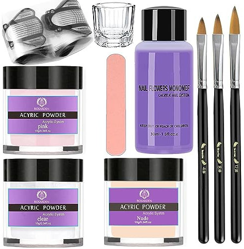 Rosarden Acrylic Powder Set - Colorful Acrylic Nail Powder Powder for Acrylic Nails Extension 3Colors Set, 1.0 millilitre