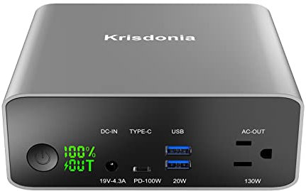 Krisdonia Power Bank con Presa AC 220V/130W, Caricabatterie Portatile 40000mAh, Batteria Esterna USB-C 100W Ricarica Rapida per Interruzione di Emergenza Domestica Avventura in Campeggio all'Aperto