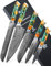 SANMUZUO Ensemble de couteaux de chef - Set de couteaux de cuisine de 5 pièces - Acier de Damas VG10 ultra-tranchant et manche en résine - Série Xuan(Orange Fantastique)
