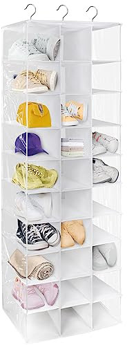 Libeder Schuhregal, zum Aufhängen, 30 Fächer, Schuhregal, platzsparend, Weiß