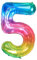 Ponmoo 40 Zoll Foil Luftballon Zahl 5 Neon Regenbogen (101cm), Helium oder Luft, Riesige Folienballons Nummer 0-100, Große Ballons für Hochzeitstag und Geburtstagsparty Ballon Dekoration