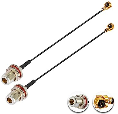Vecys 2PCS U.F.L1 zu N Typ Buchse Low Loss Koaxialkabel 6 /15CM U.F.L1 1.13mm Mini-Koaxial Pigtail Kabel für Wireless Router Mini PCIE Netzwerkkarten PCI Wi-Fi WAN Repeater