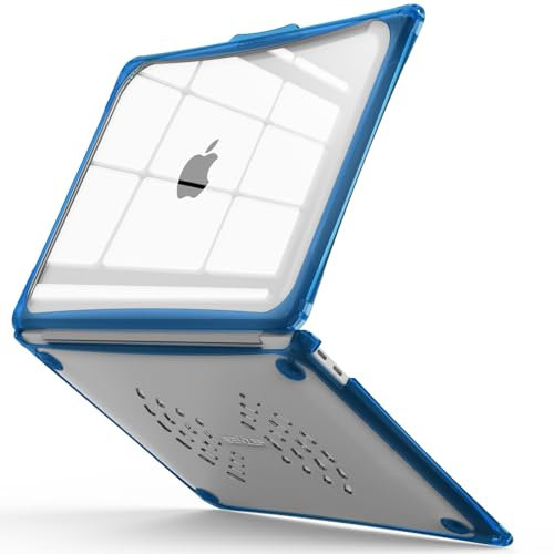 IBENZER Hexpact - Funda compatible con MacBook Air de 13 pulgadas 2022 2021 2020 M1 A2337 A2179 A1932, funda protectora resistente con bloqueo de pantalla para Mac Air 13 con Touch ID, azul marino,