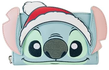 Disney Stitch Portefeuille à Paillettes avec Fermeture éclair sur Le pourtour, Bleu, Taille Unique