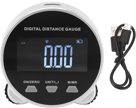 Fafeicy Digitales Distanzmessgerät LCD wiederaufladbar | 0-199.999 m, rollendes Design, 10 Speicher, Bau