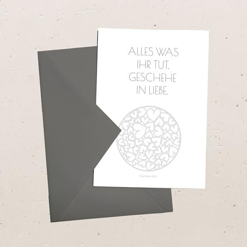 Postkarte Jahreslosung 2024 - Herzen, Postkarte oder Grußkarte, auf Wunsch mit farblich passendem Briefumschlag, Format A6 (Postkarte ohne Briefumschlag)